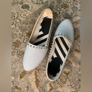 Christian Louboutin Studded Spike Espadrilles in Blue, Size 8